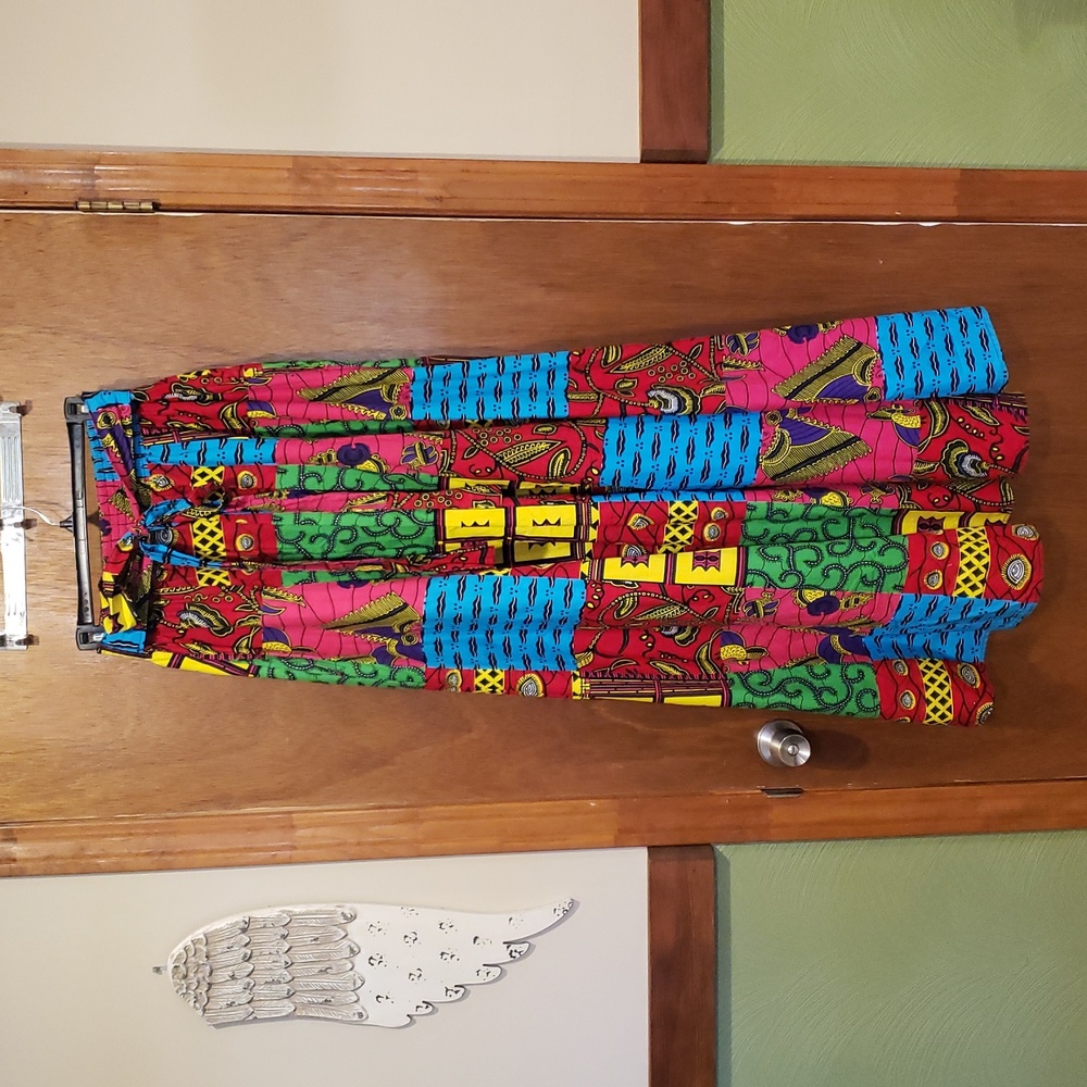 Beautifully Bright Patterned African Maxi Skirt. One Size